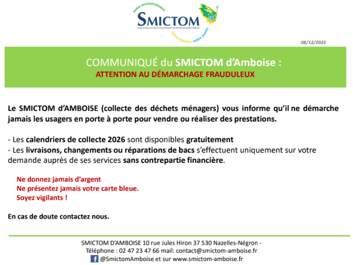 ATTENTION AU DÉMARCHAGE FRAUDULEUX