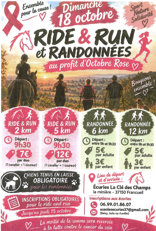 Octobre rose : Ride & Run et randonnées